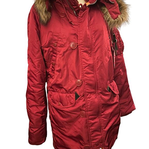 Alpha Industries Women's N-3B Parka, Commander Red, Size Medium - Picture 3 of 11